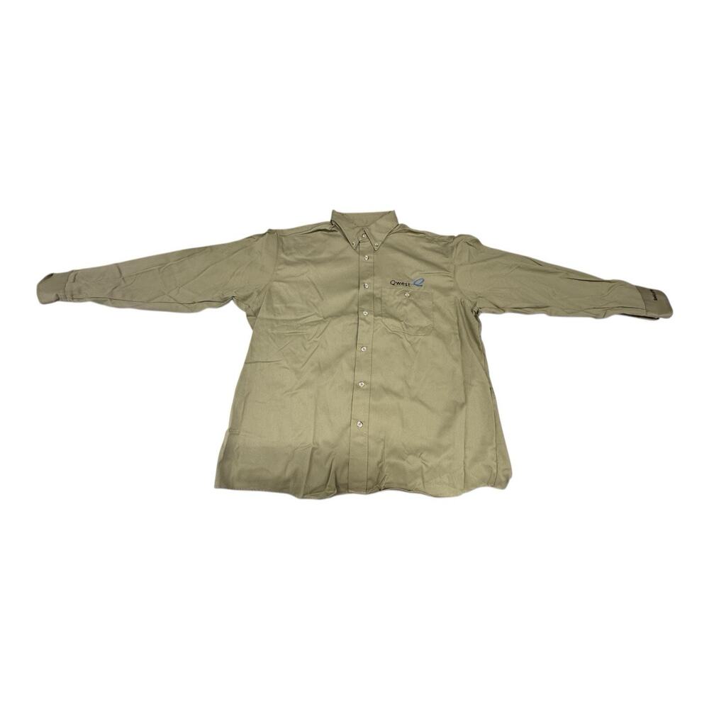 VF Solution Large Regular Qwest Beige Herringbone Khaki Long Sleeve Shirt